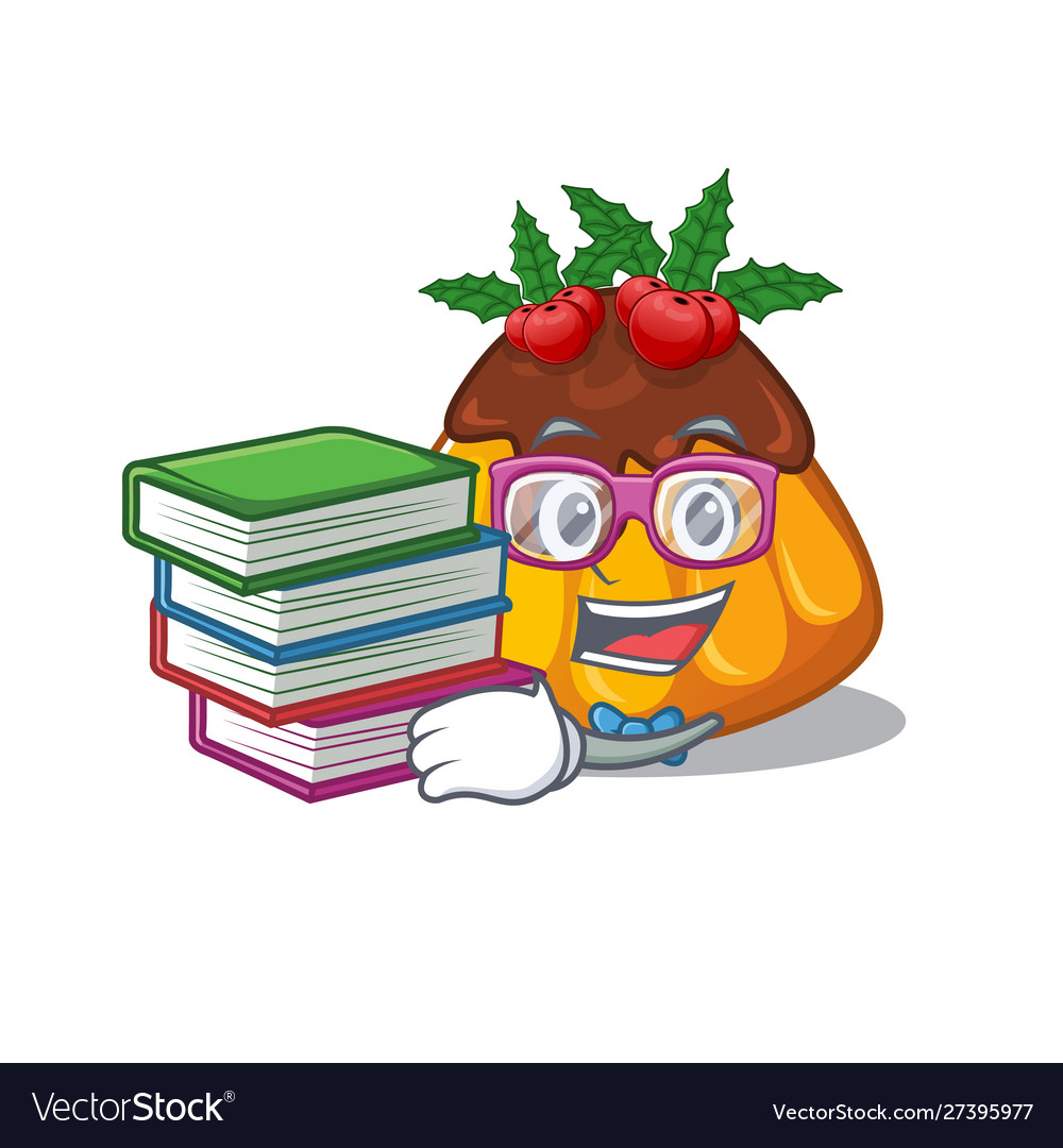 Student with book christmas pudding refrigerated