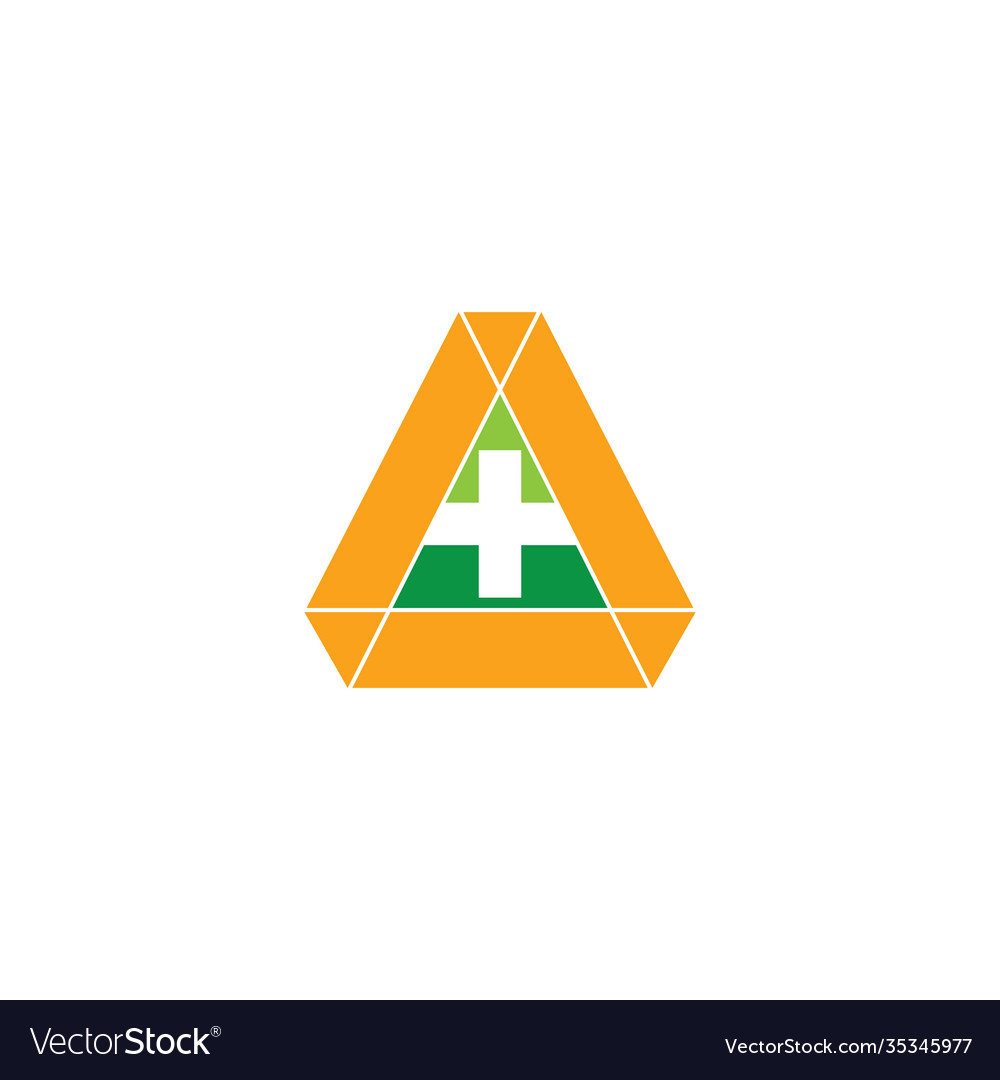 Triangle geometric plus medical logo Royalty Free Vector