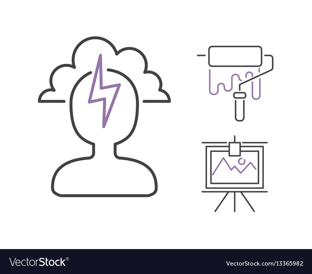 Art icons set design linear