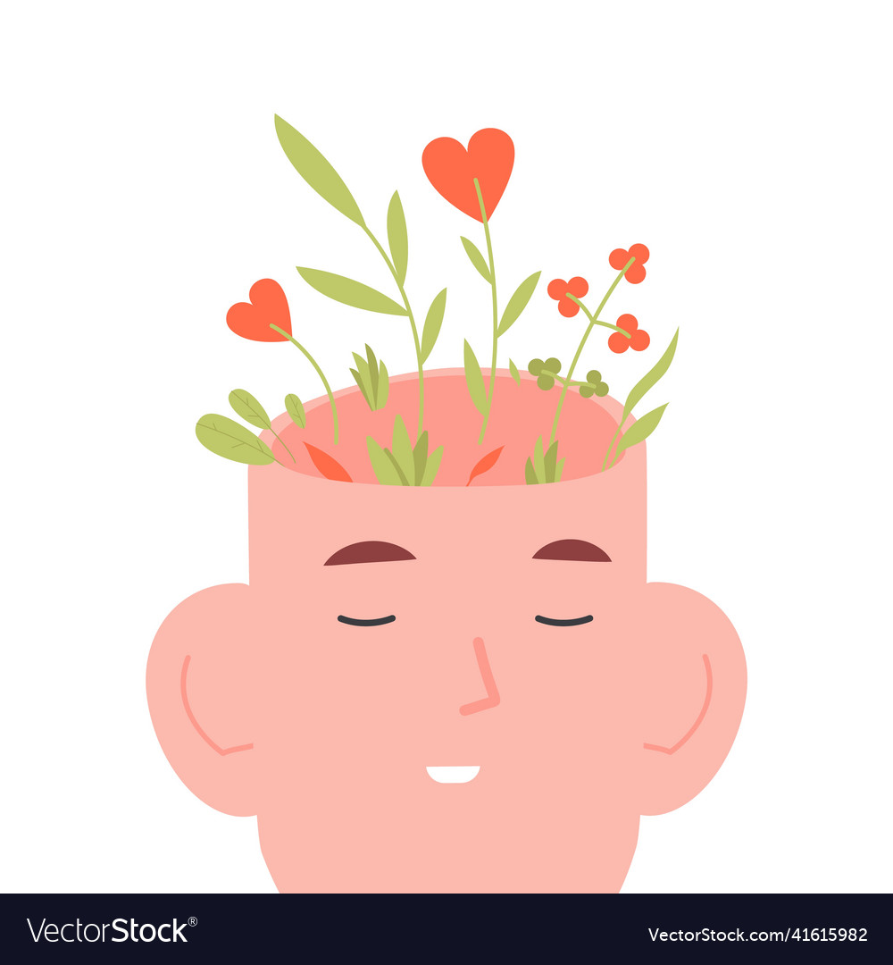 Blooming mind positive mental beauty human vector image Blooming mind positive mental beauty human