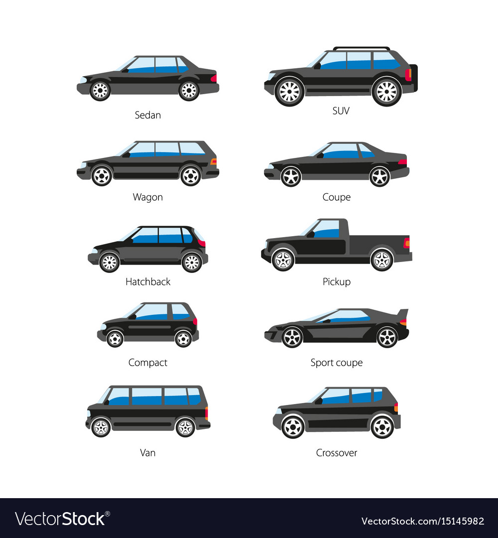 car-or-automobile-body-type-names-flat-royalty-free-vector