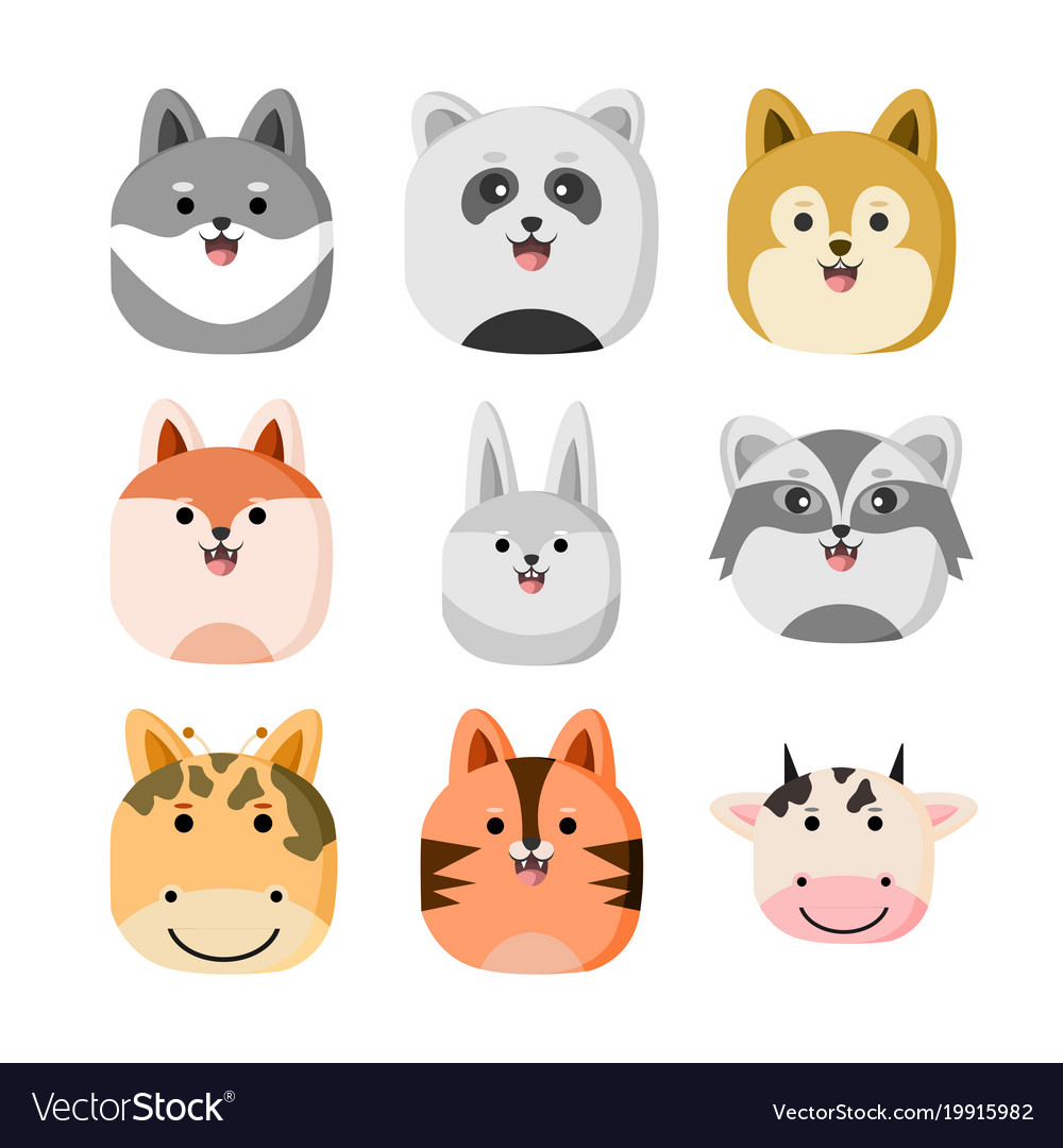 Cute zoo animal head design set