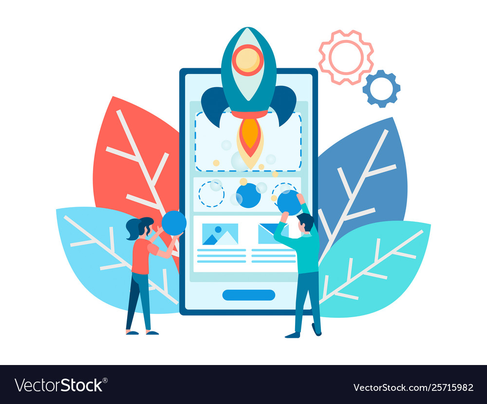 Developing mobile application design vector image Developing mobile application design