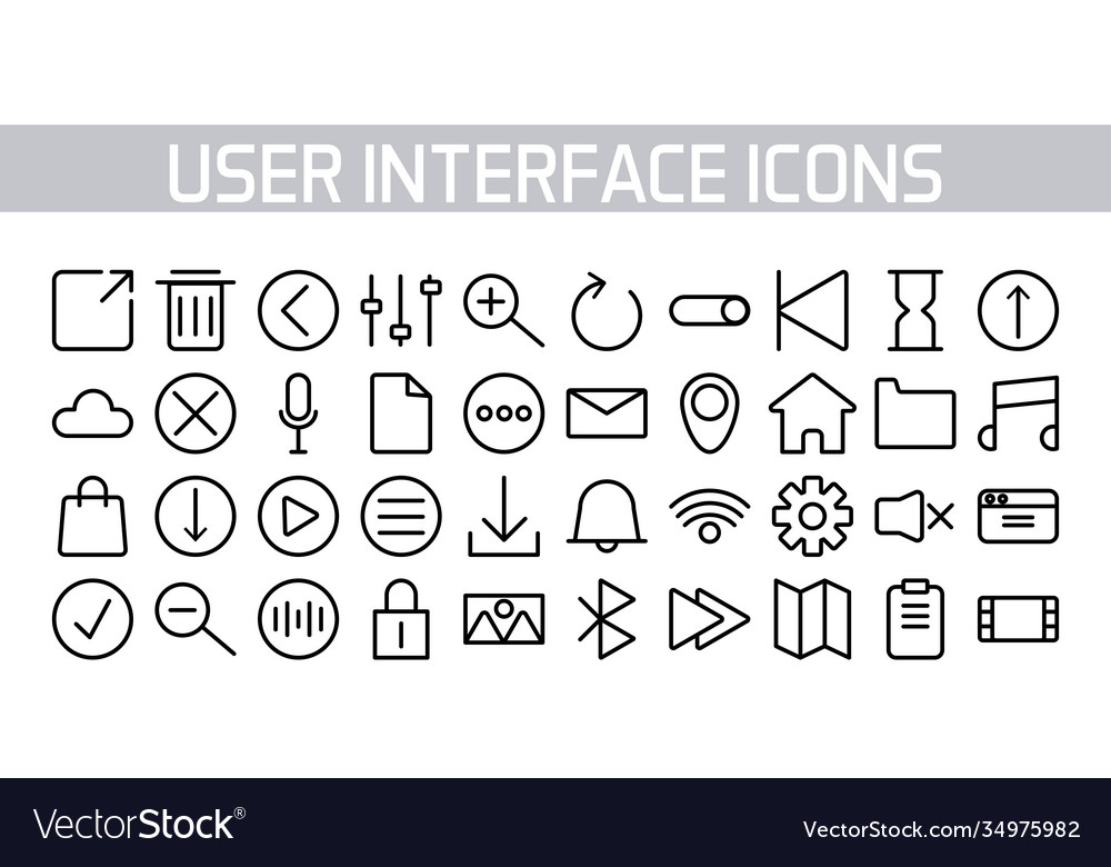 Forty user interface set line style icons