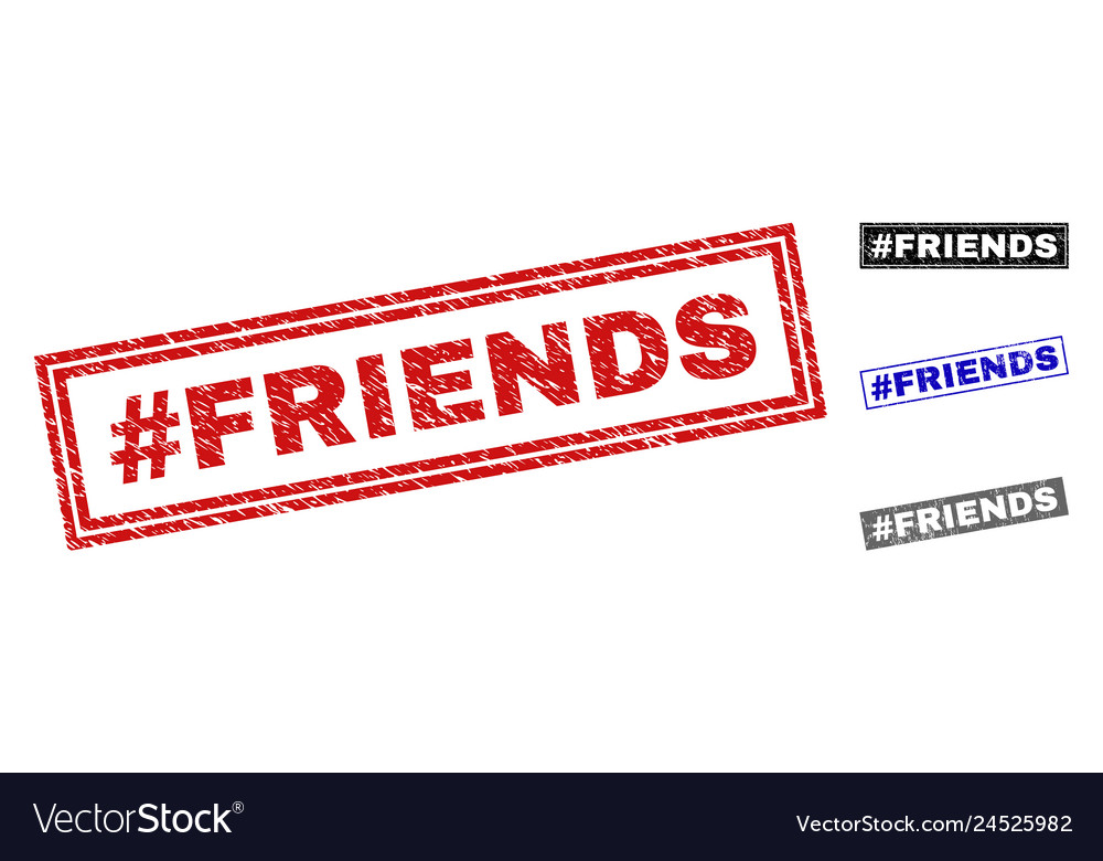 Grunge hashtag friends textured rectangle stamps