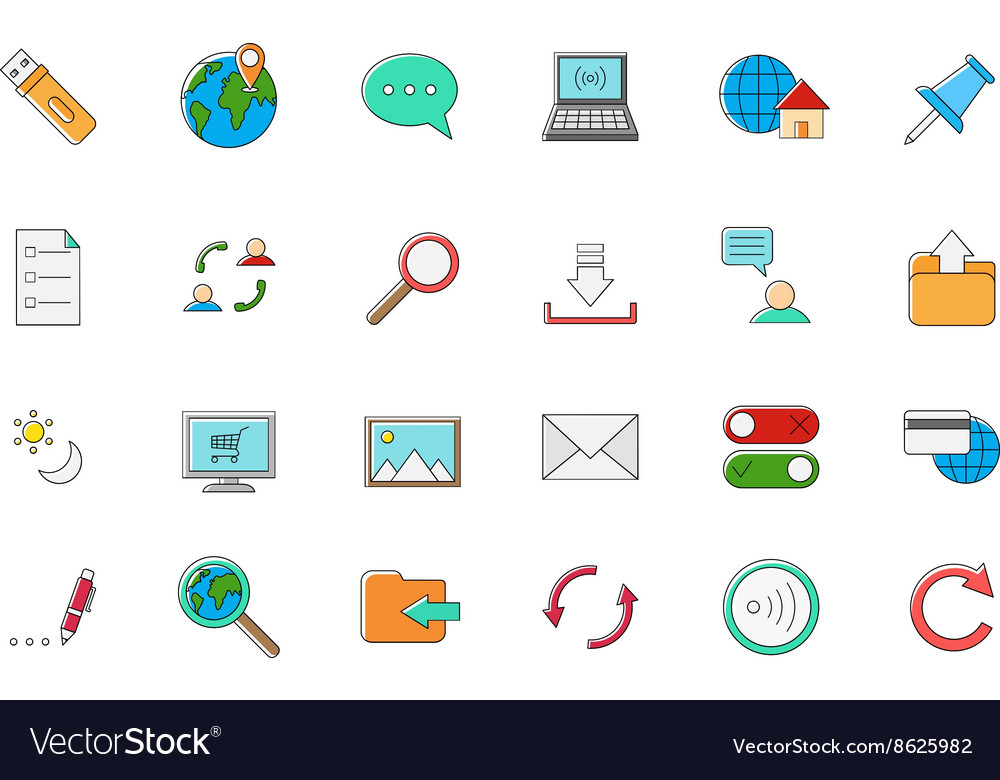 Internet colorful icons set