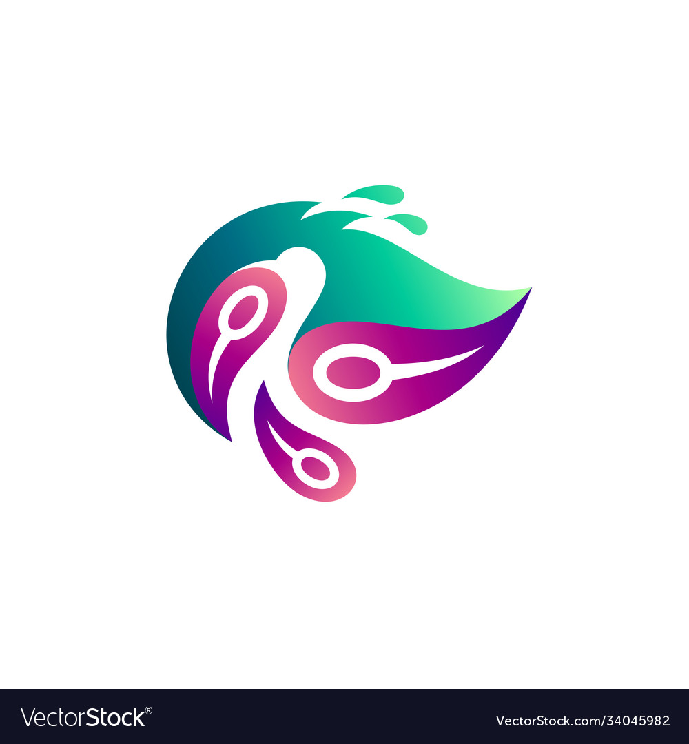 Leaf peacock logo design