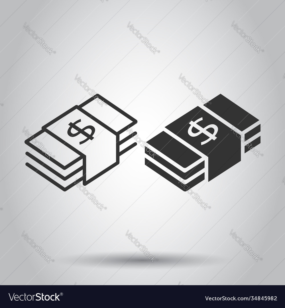 Money stack icon in flat style exchange cash Vector Image