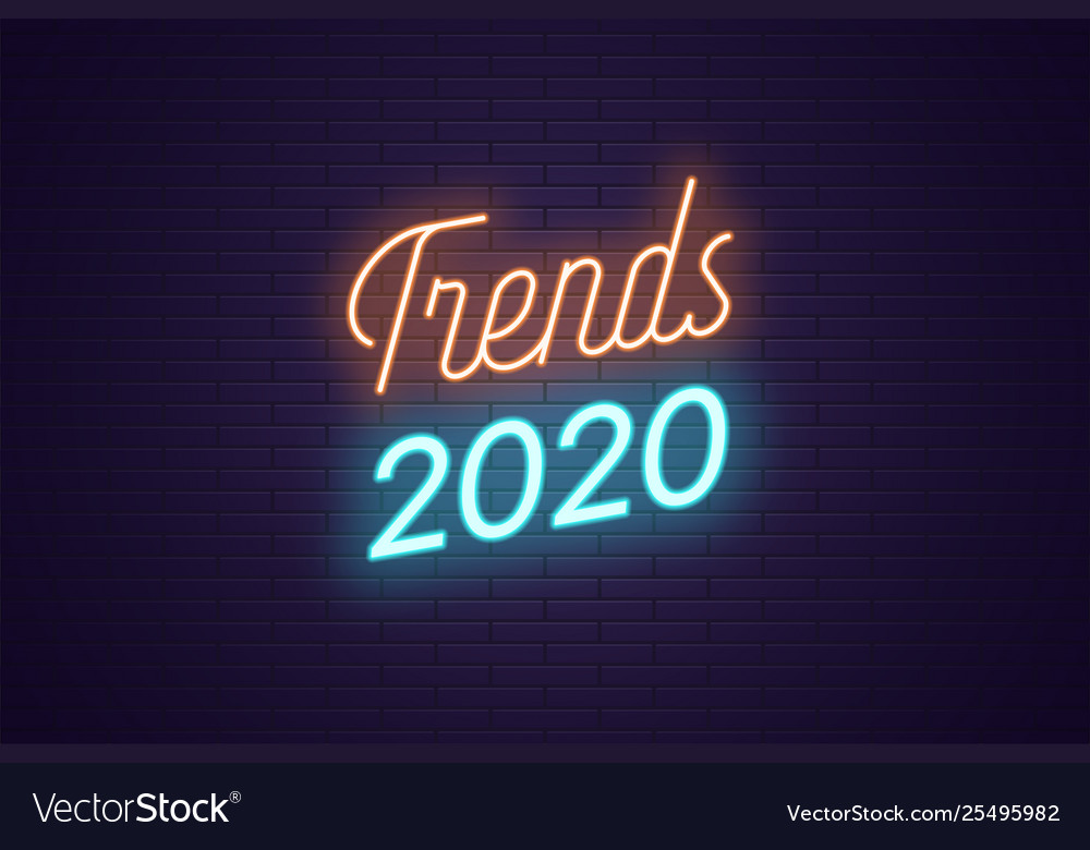Neon lettering trends 2020 glowing bright text