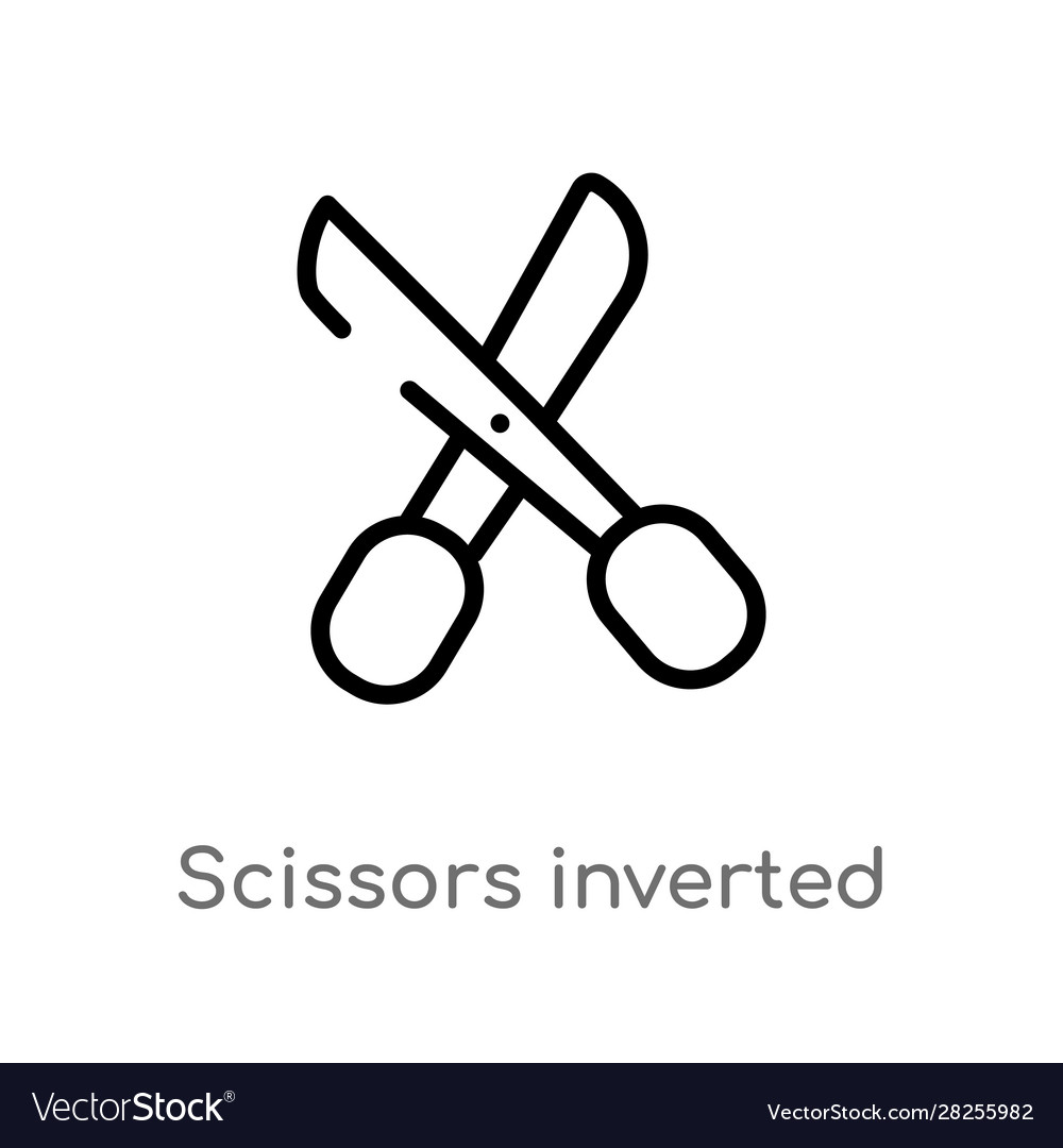 Outline scissors inverted view icon isolated