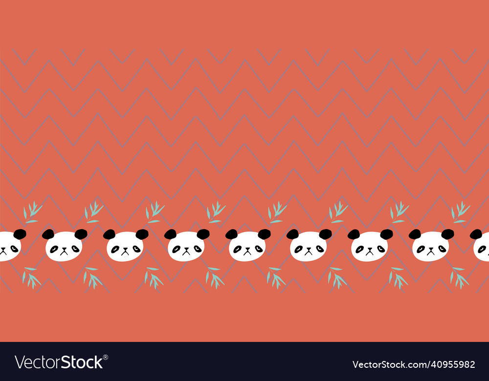 Panda bamboo zigzag frame border seamless pattern vector image Panda bamboo zigzag frame border seamless pattern