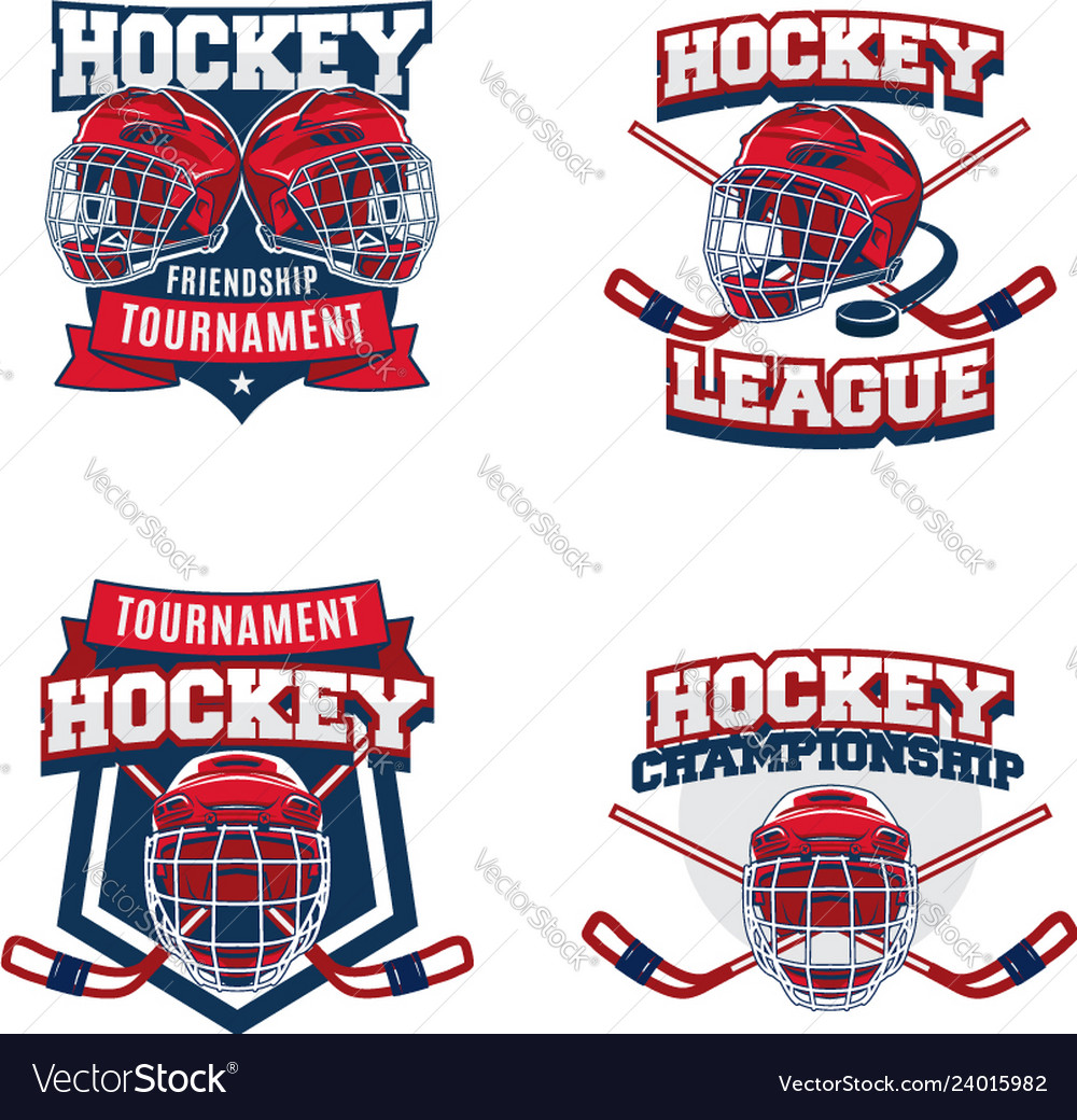 Set of hockey team logo design template sport vector image Set of hockey team logo design template sport