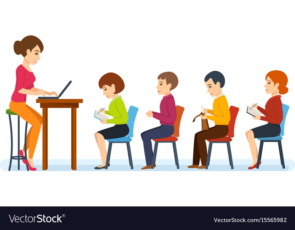 Shared information discuss business with audience Vector Image