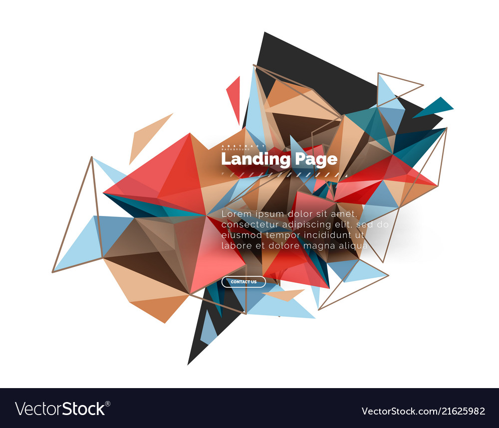 Triangular design abstract background landing vector image Triangular design abstract background landing