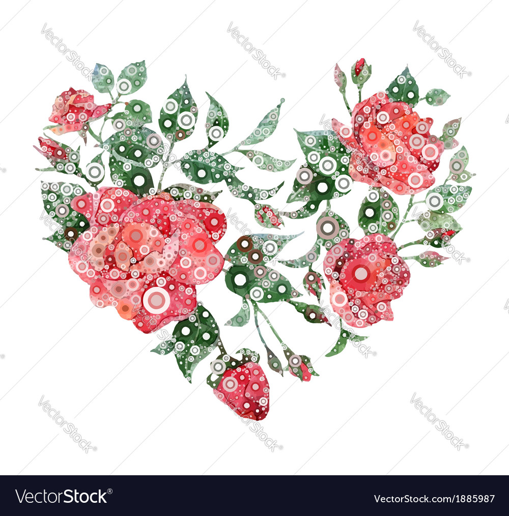 Abstract heart of roses Royalty Free Vector Image