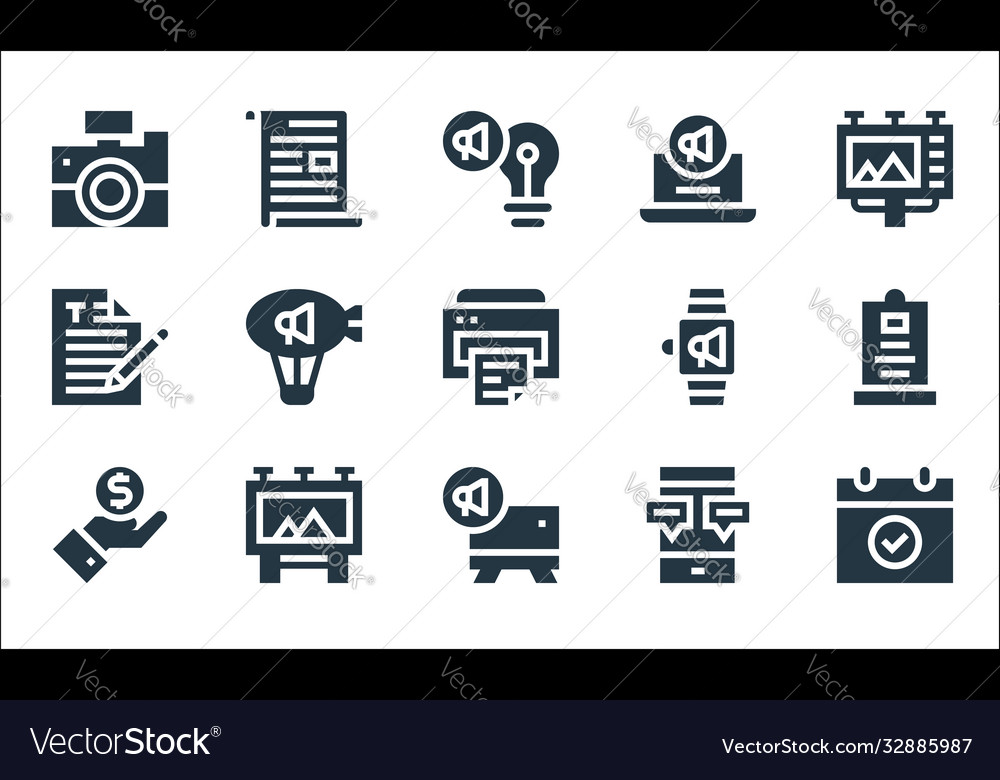 Advertisement line icons linear set quality