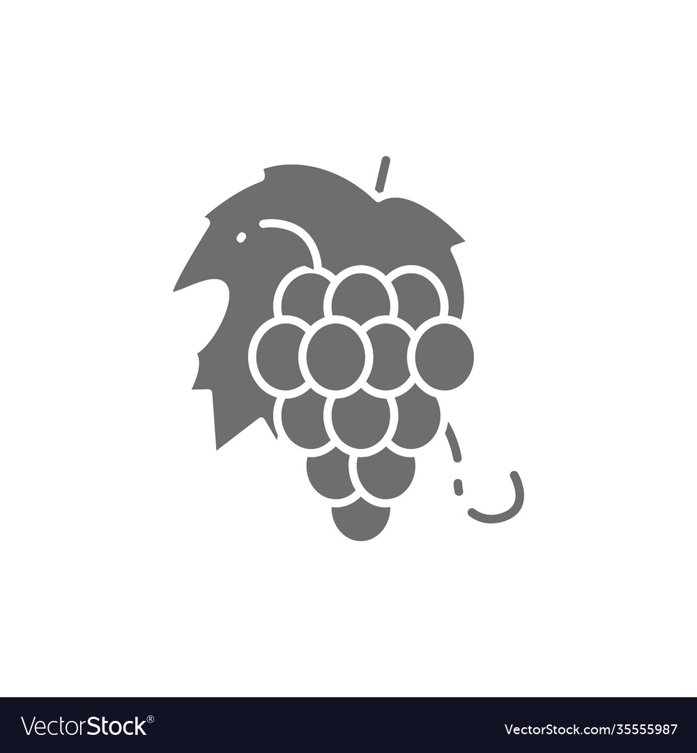 Bunch grapes fruit grey icon