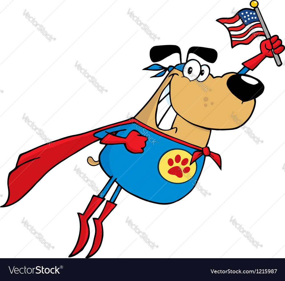 Cheerful Super Dog with American Flag