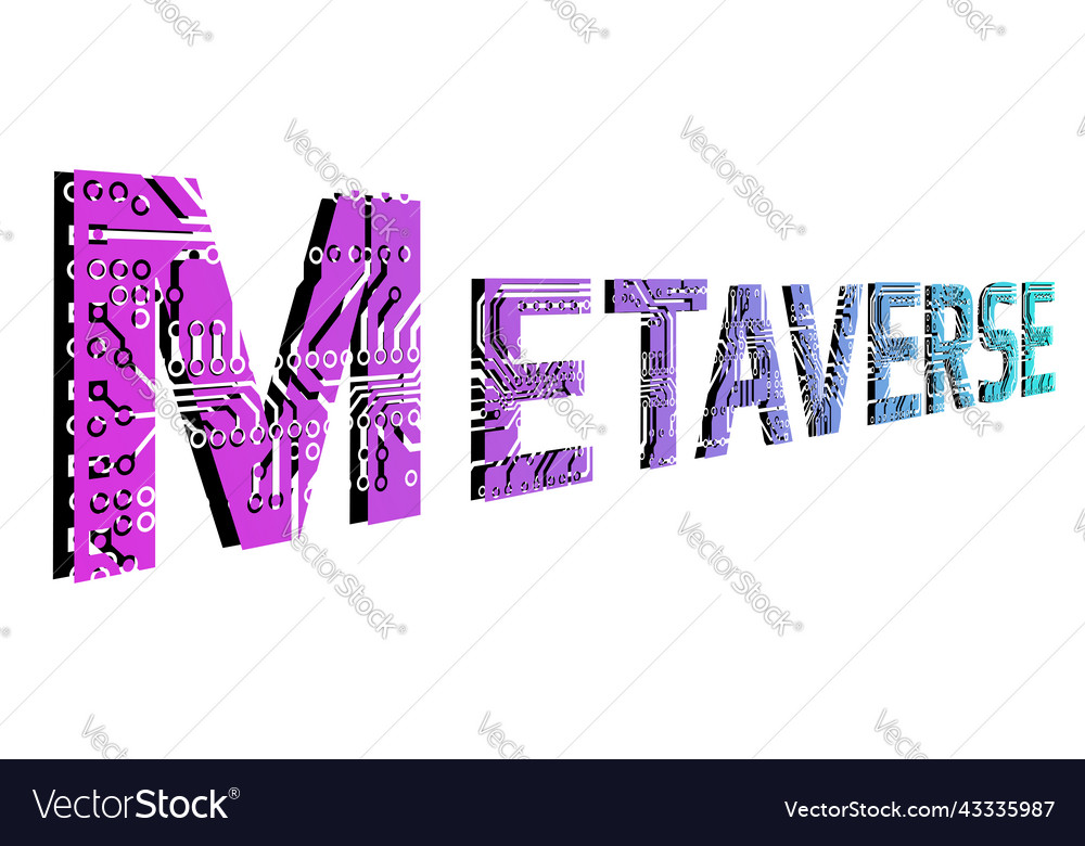 Colorful word metaverse in perspective isolated