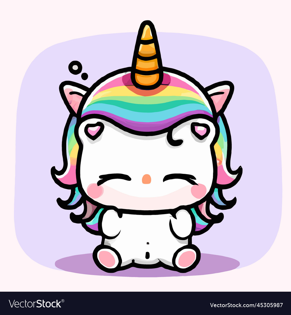 Cute unicorn unicorn kawaii chibi drawing style Vector Image