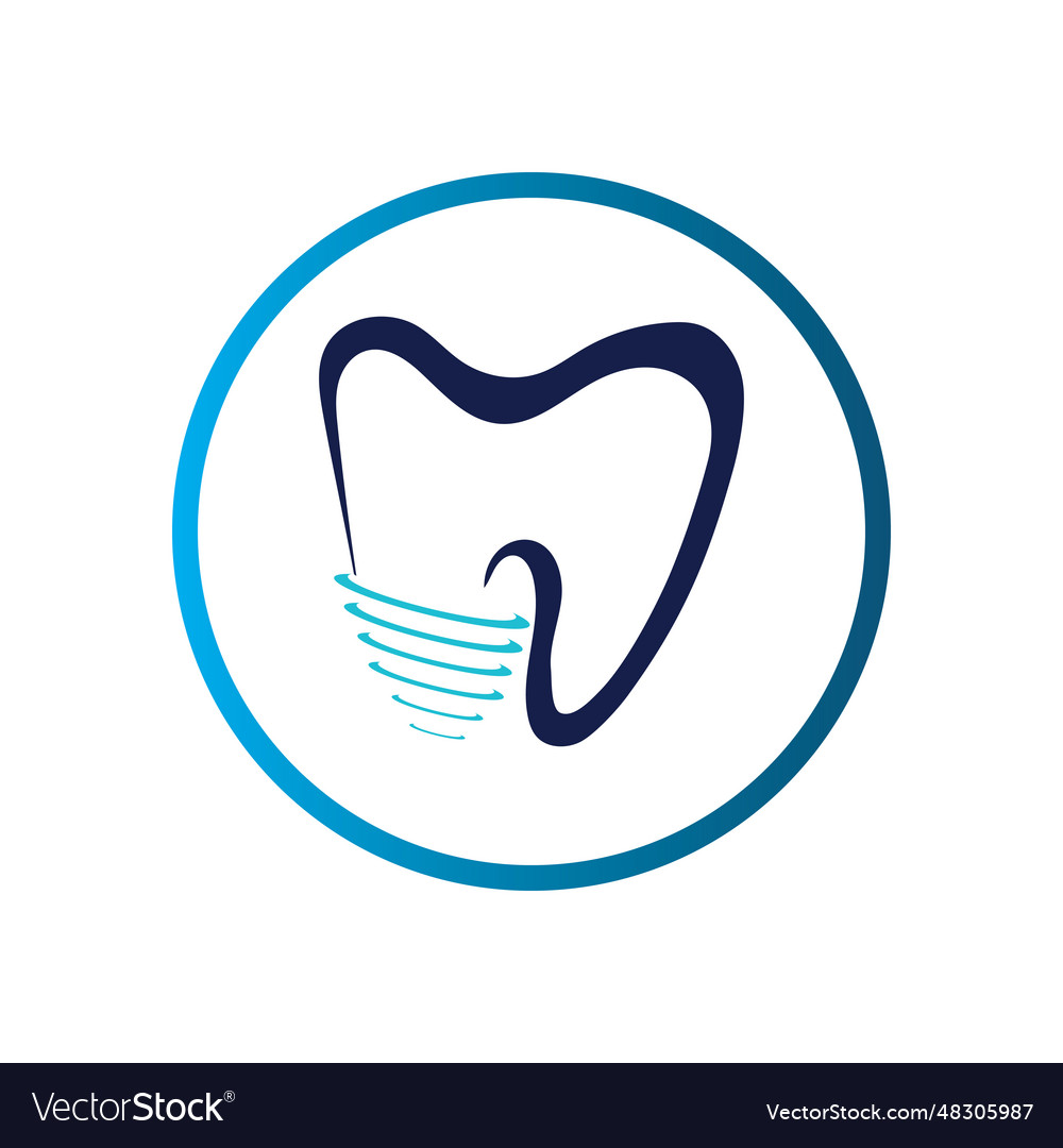 Dental implant logo design concept care Royalty Free Vector