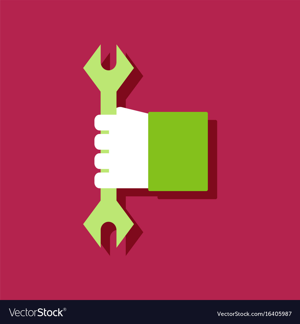 Flat Icon Design Collection Wrench In Hand In Vector Image