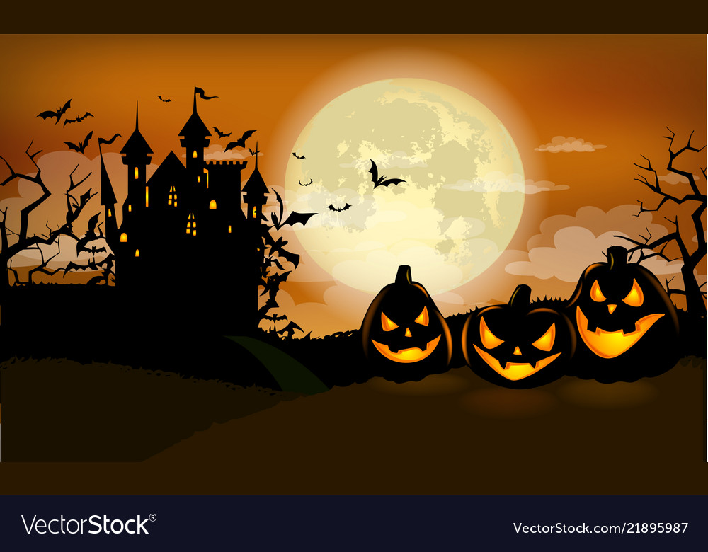 Halloween party invitation with dracula castle Vector Image