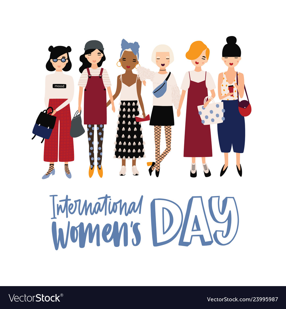 International women s day banner or postcard Vector Image