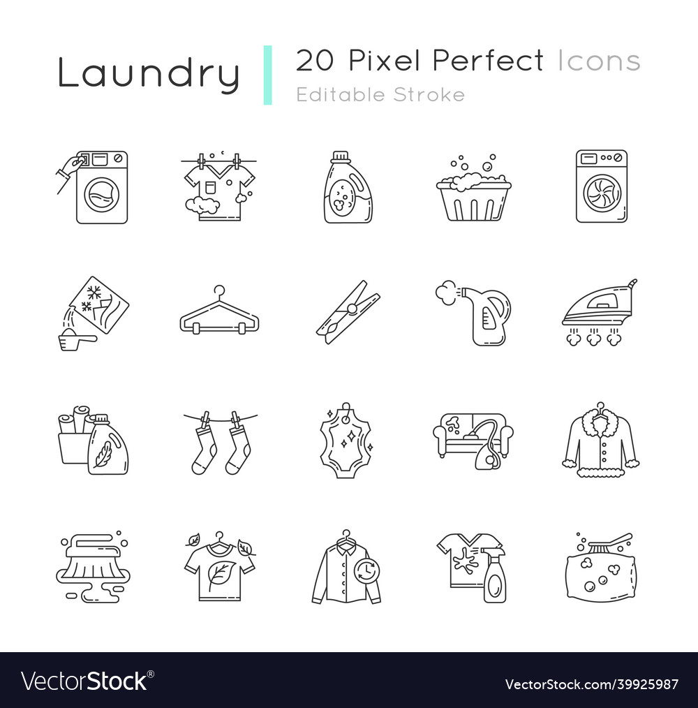 Laundry Types And Equipment Pixel Perfect Linear Vector Image laundry-types-and-equipment-pixel-perfect-linear-vector-image