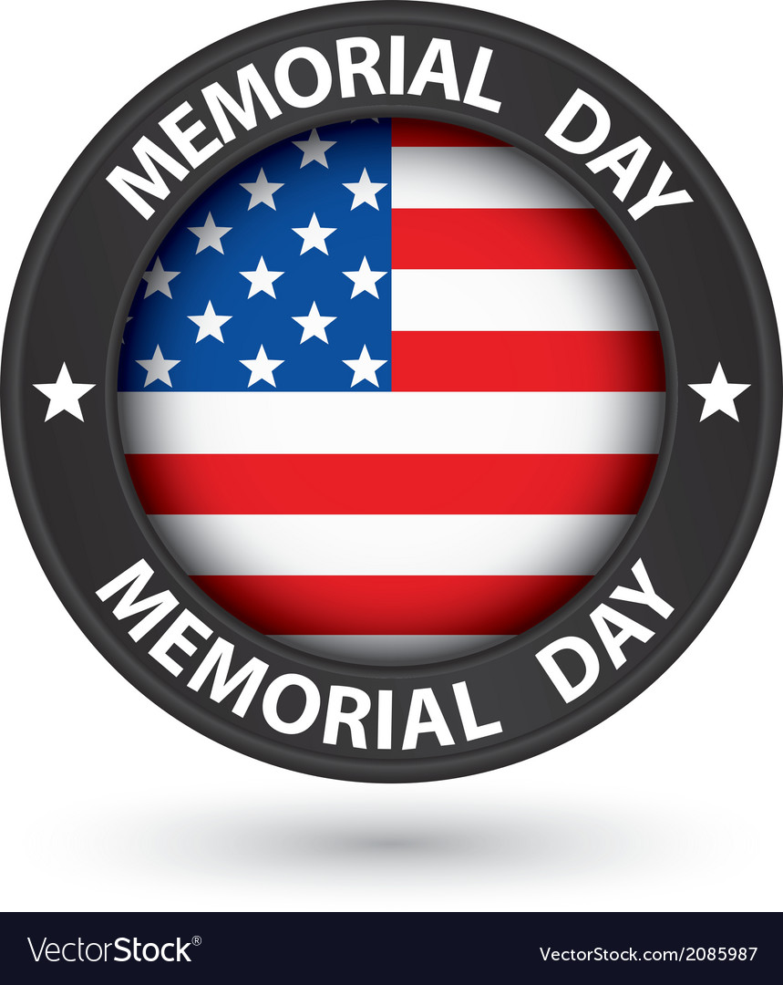 Memorial day black label with usa flag Royalty Free Vector