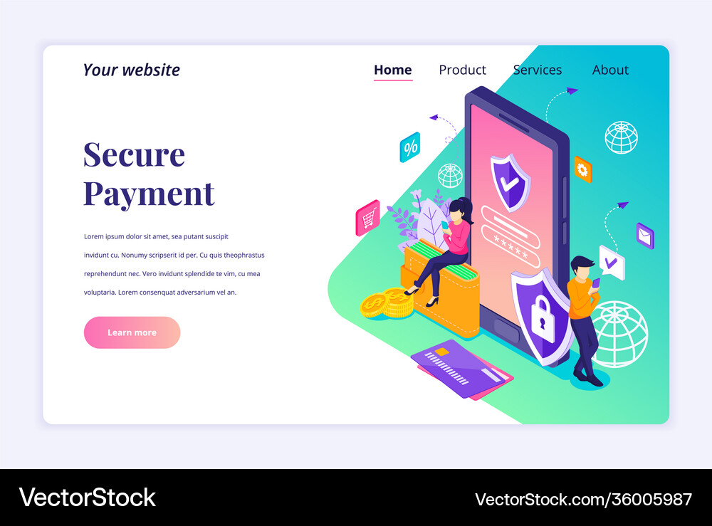 Modern flat isometric design concept secure Vector Image