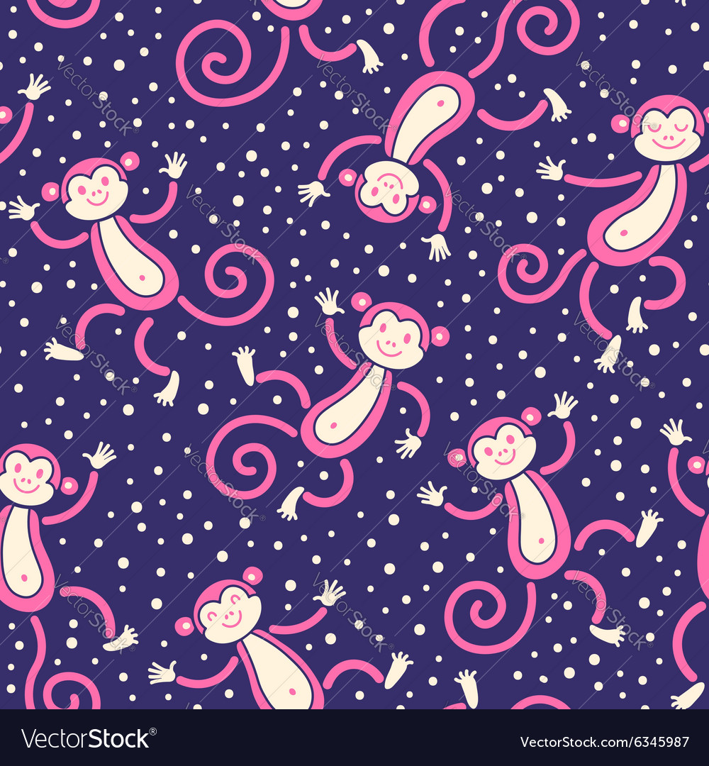 Monkeys in Snow - Seamless Pattern