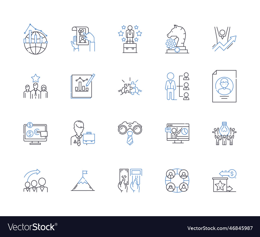 Resource optimization line icons collection vector image Resource optimization line icons collection