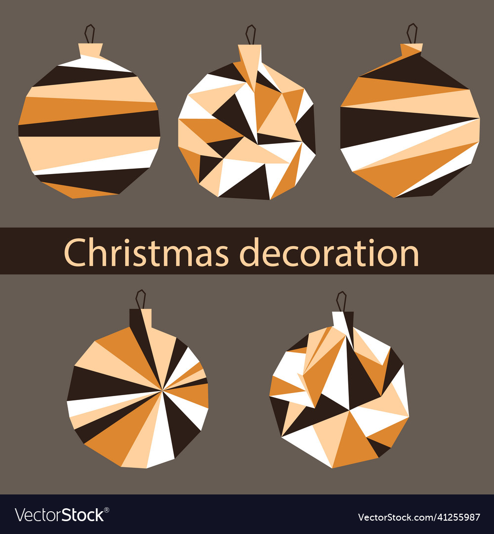 Set of christmas decoration in polygonal style