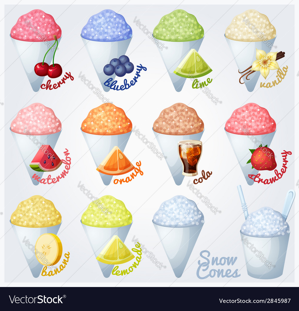 Download Set of snow cones shaved ice Royalty Free Vector Image