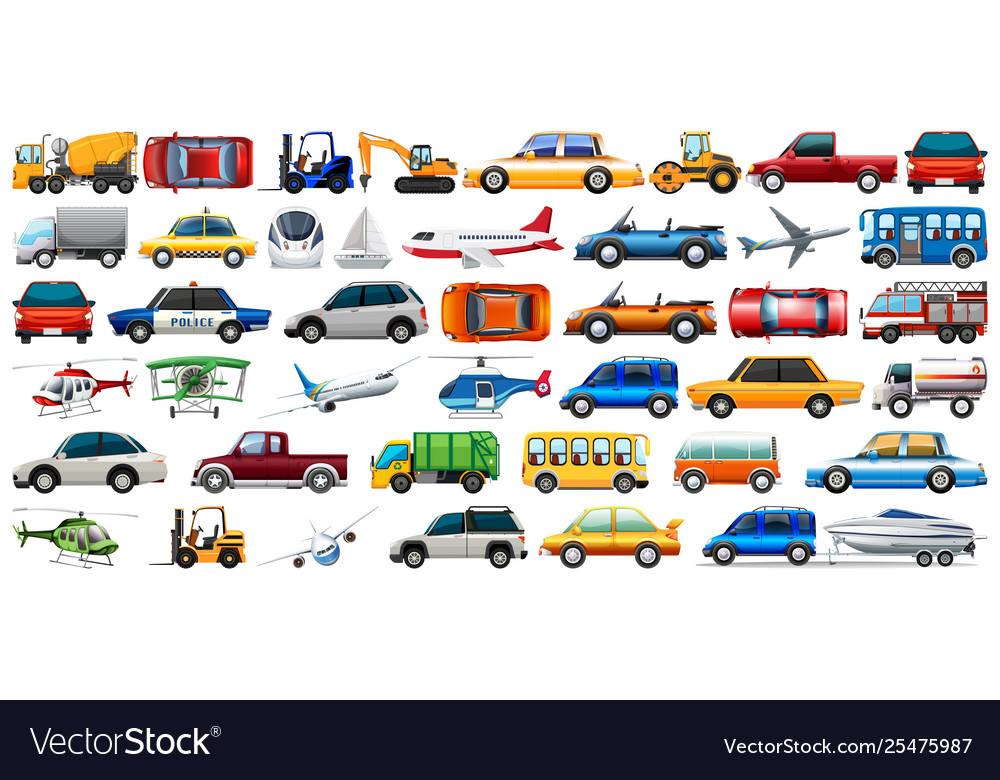 Set transportation vehicle Royalty Free Vector Image