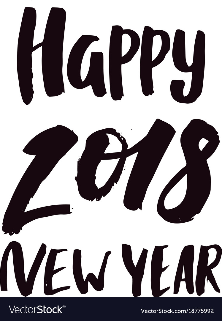 2018 happy new year black text logo for holiday