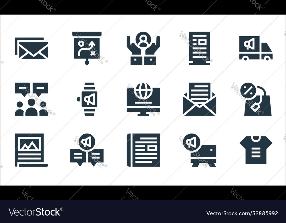Advertisement line icons linear set quality