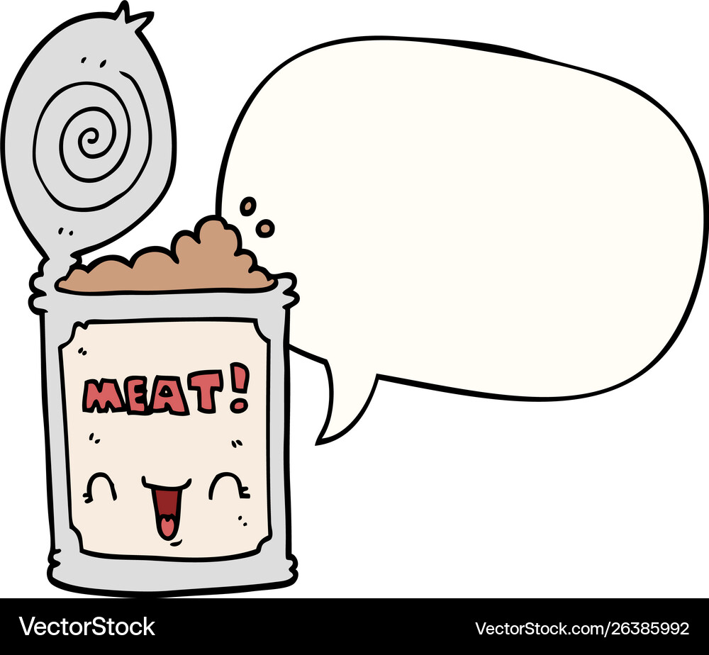 Cartoon canned meat and speech bubble Royalty Free Vector