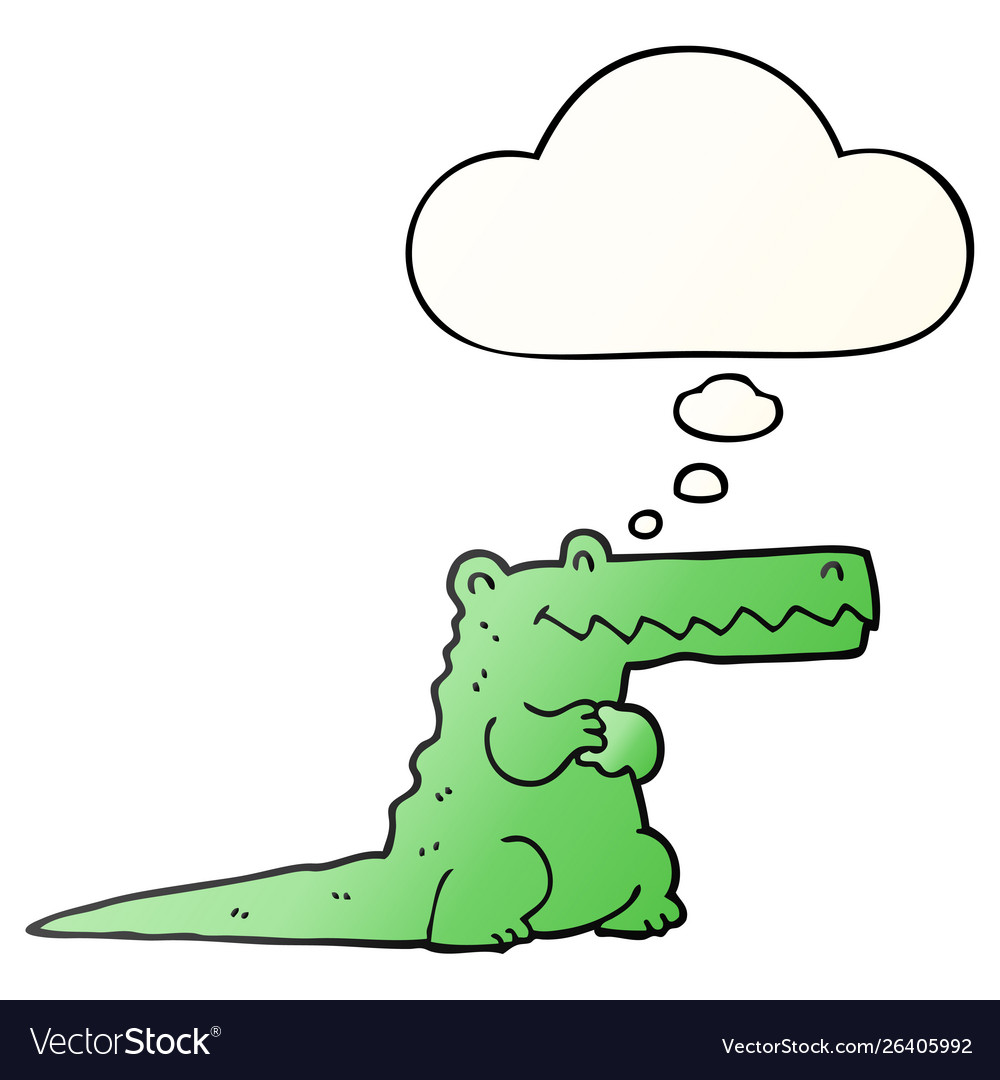 Cartoon crocodile and thought bubble in smooth