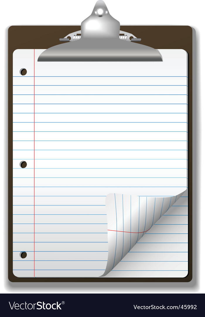 Clipboard school ruled note pad Royalty Free Vector Image