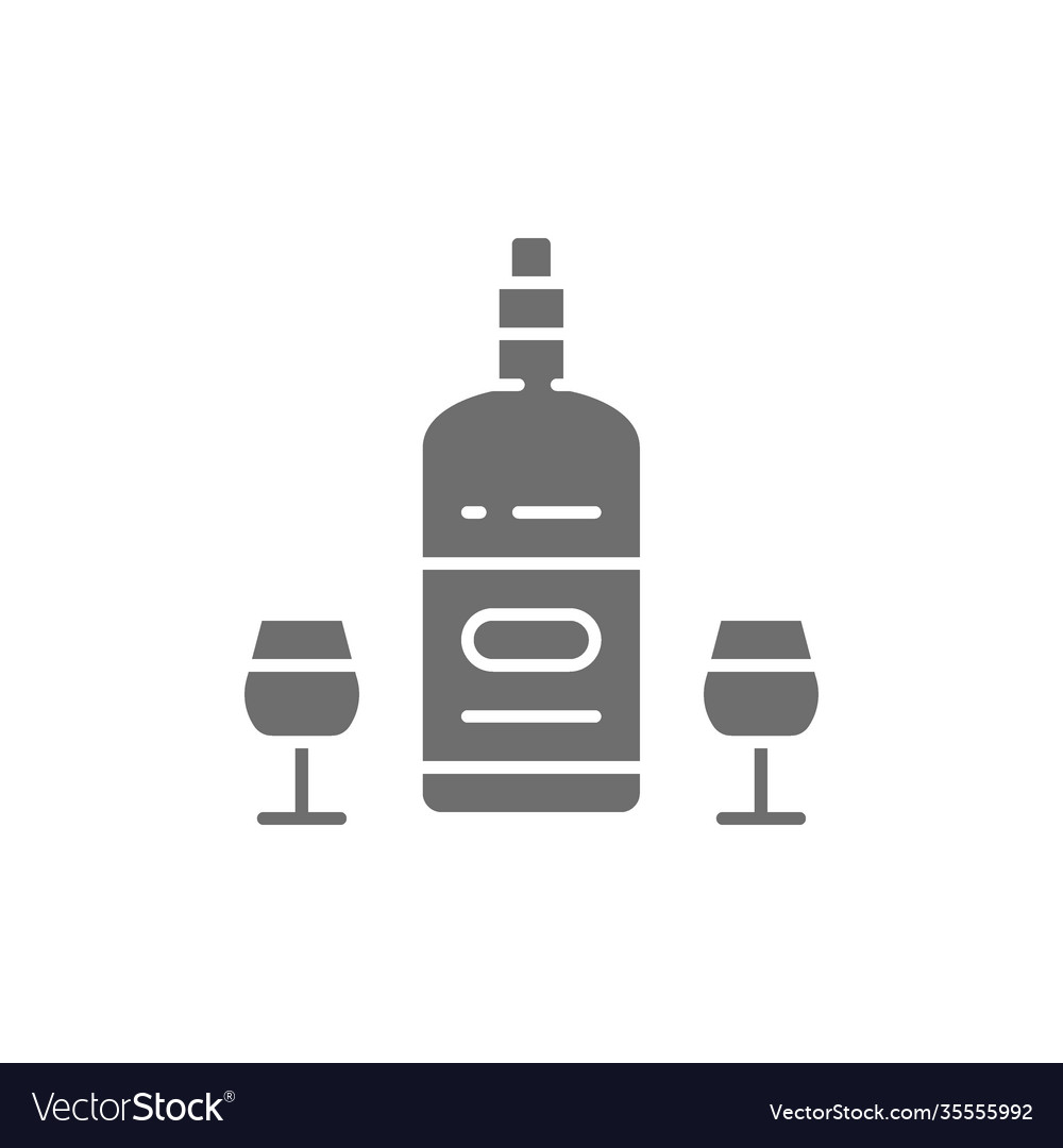 French wine alcohol holidays drink grey icon Vector Image