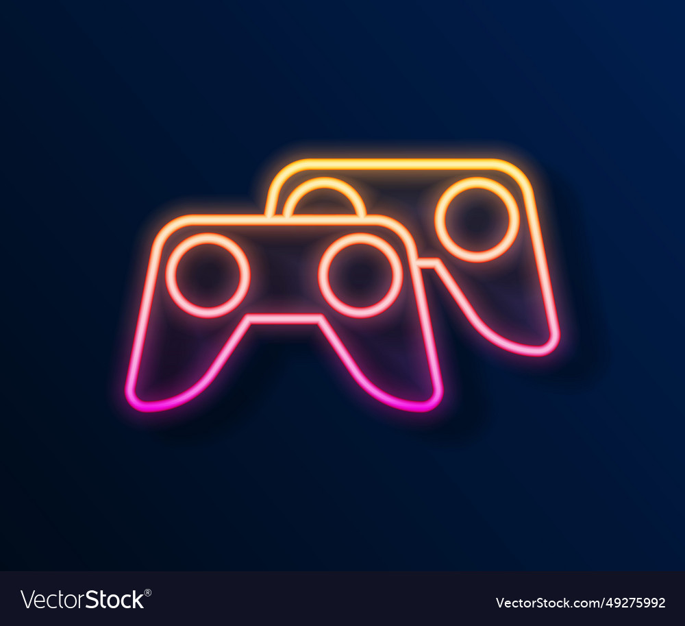 Glowing neon line game controller or joystick vector image Glowing neon line game controller or joystick