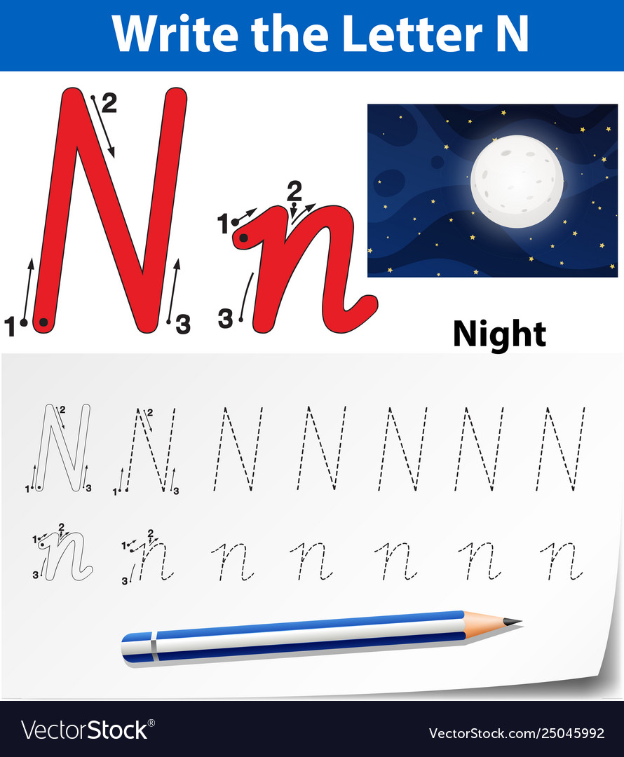 Letter n tracing alphabet worksheets