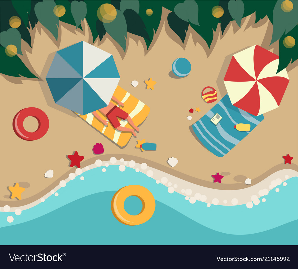 People Spend Their Holidays On The Beach Under Vector Image