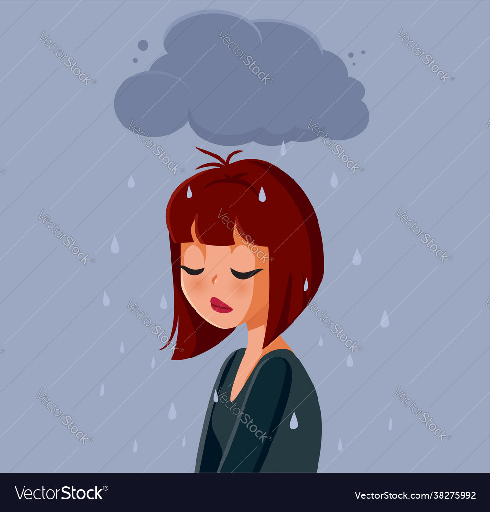 Sad anxious woman feeling depressed Royalty Free Vector