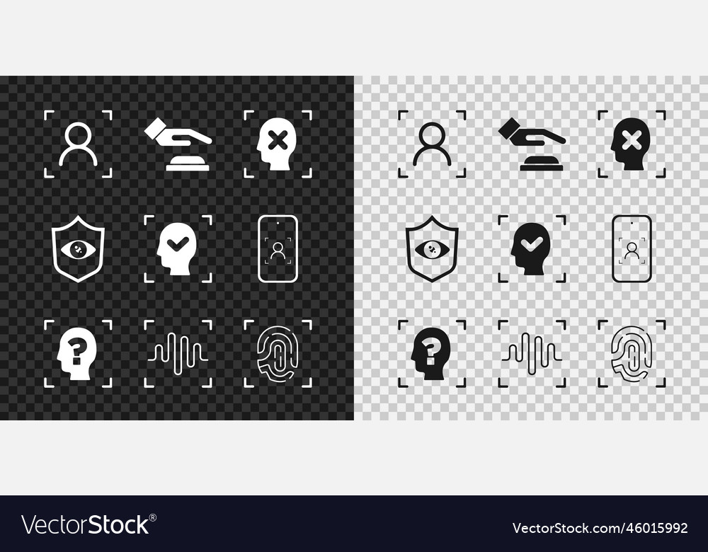 Set face recognition palm print rejection vector image Set face recognition palm print rejection