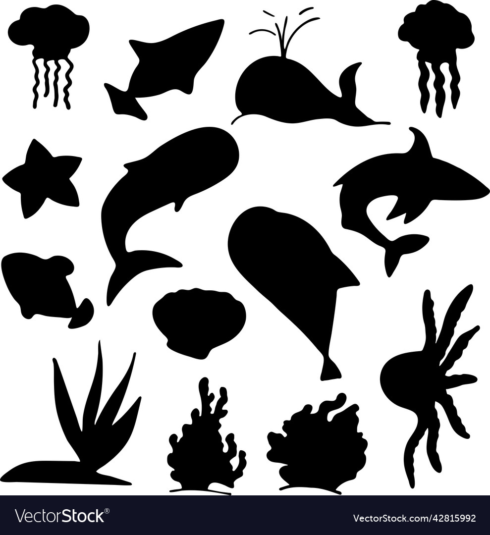 Set of fish silhouette collection