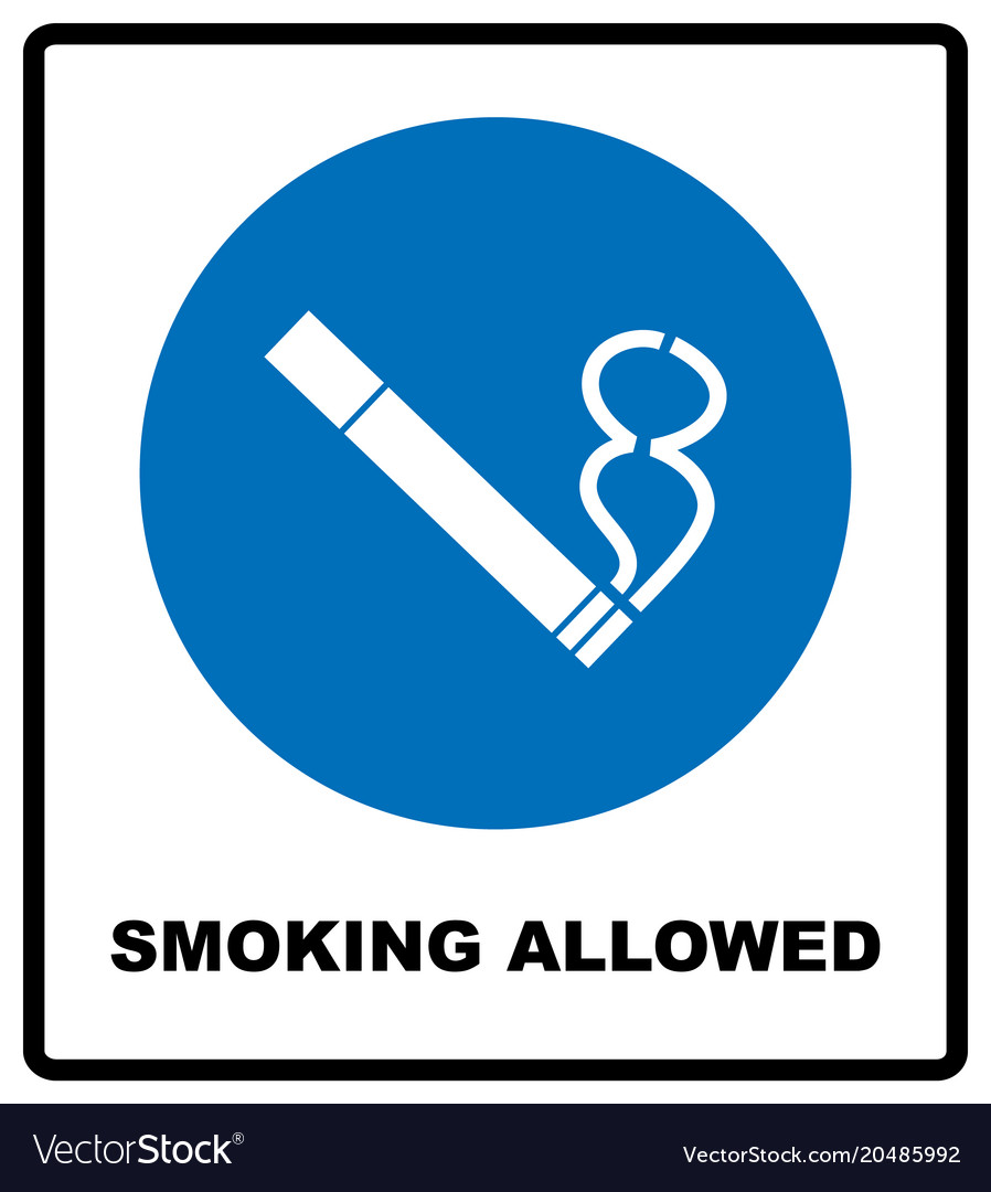 Smoking allowed icon round blue sign with white