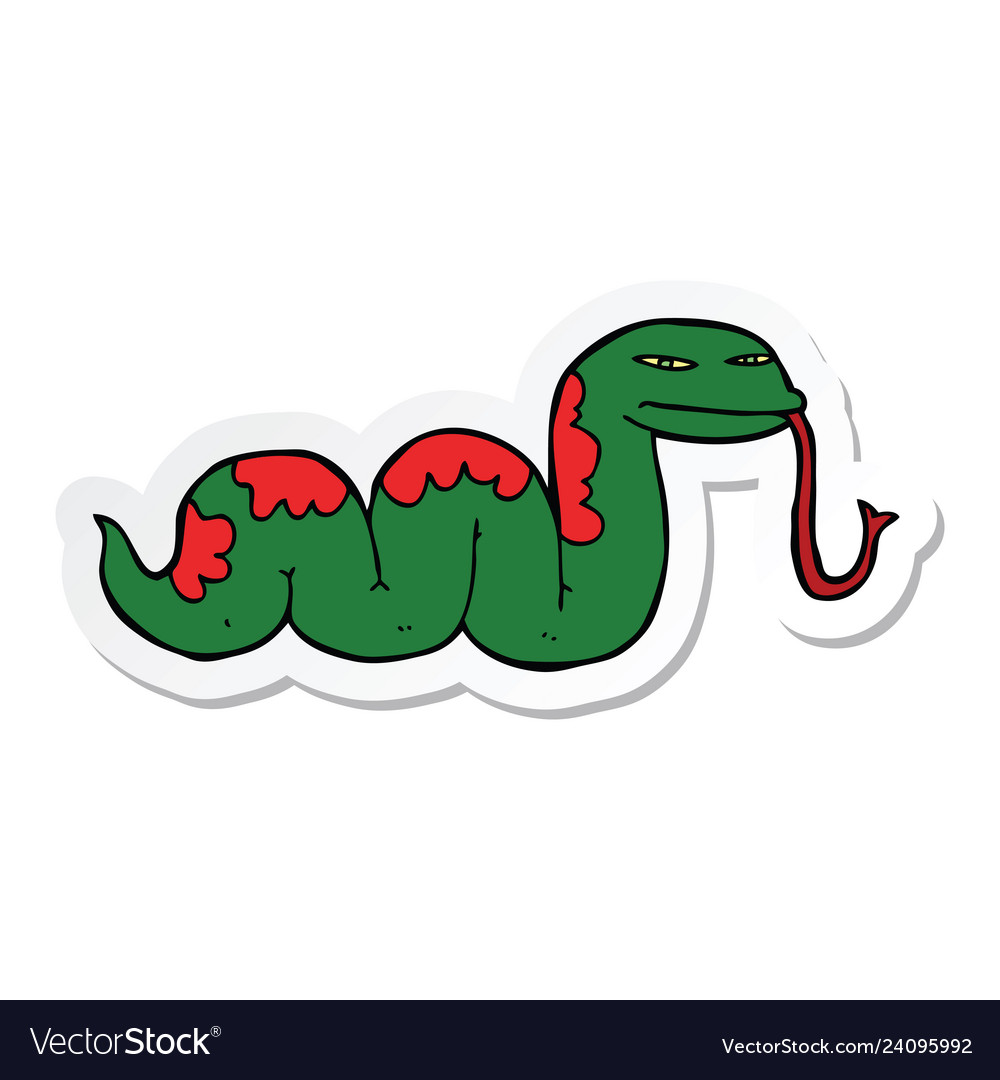 Sticker of a cartoon slithering snake